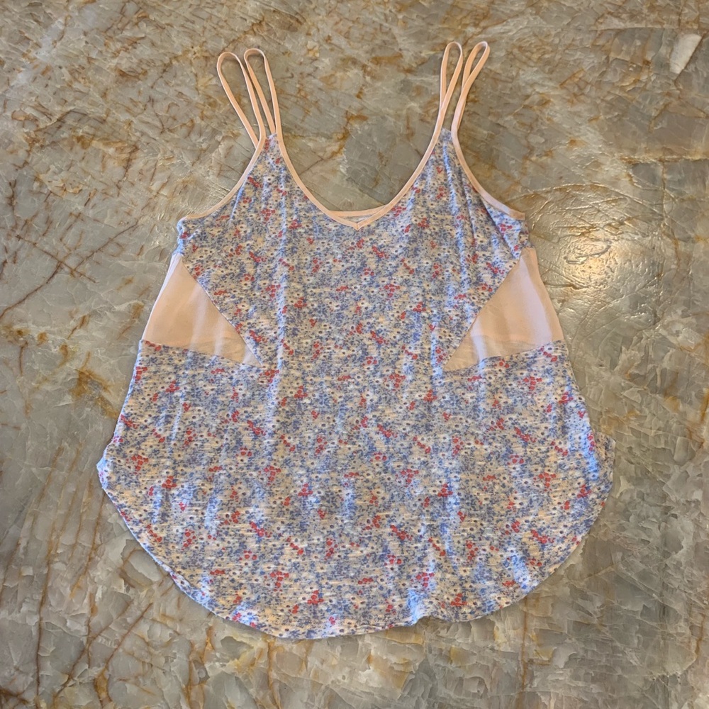 Urban Outfitters floral strap tank, mesh cutouts